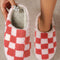 Black Checkered Print Fuzzy Slip On Winter Slippers