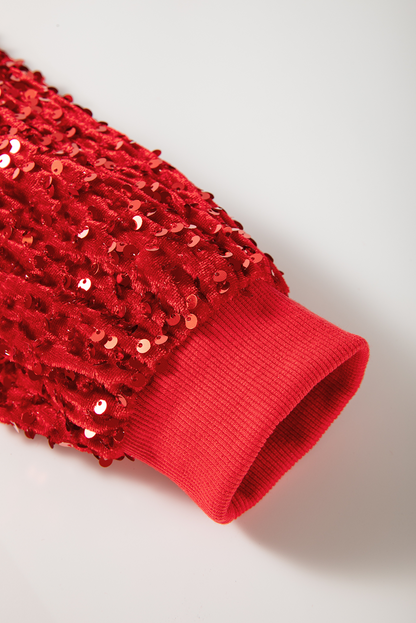 Fiery Red Sequined Santa Claus Christmas Crewneck Sweatshirt