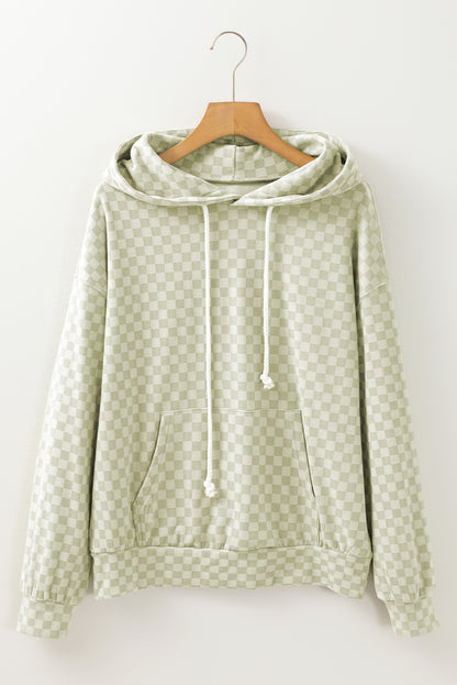 Green Checkered Kangaroo Pocket Hoodie