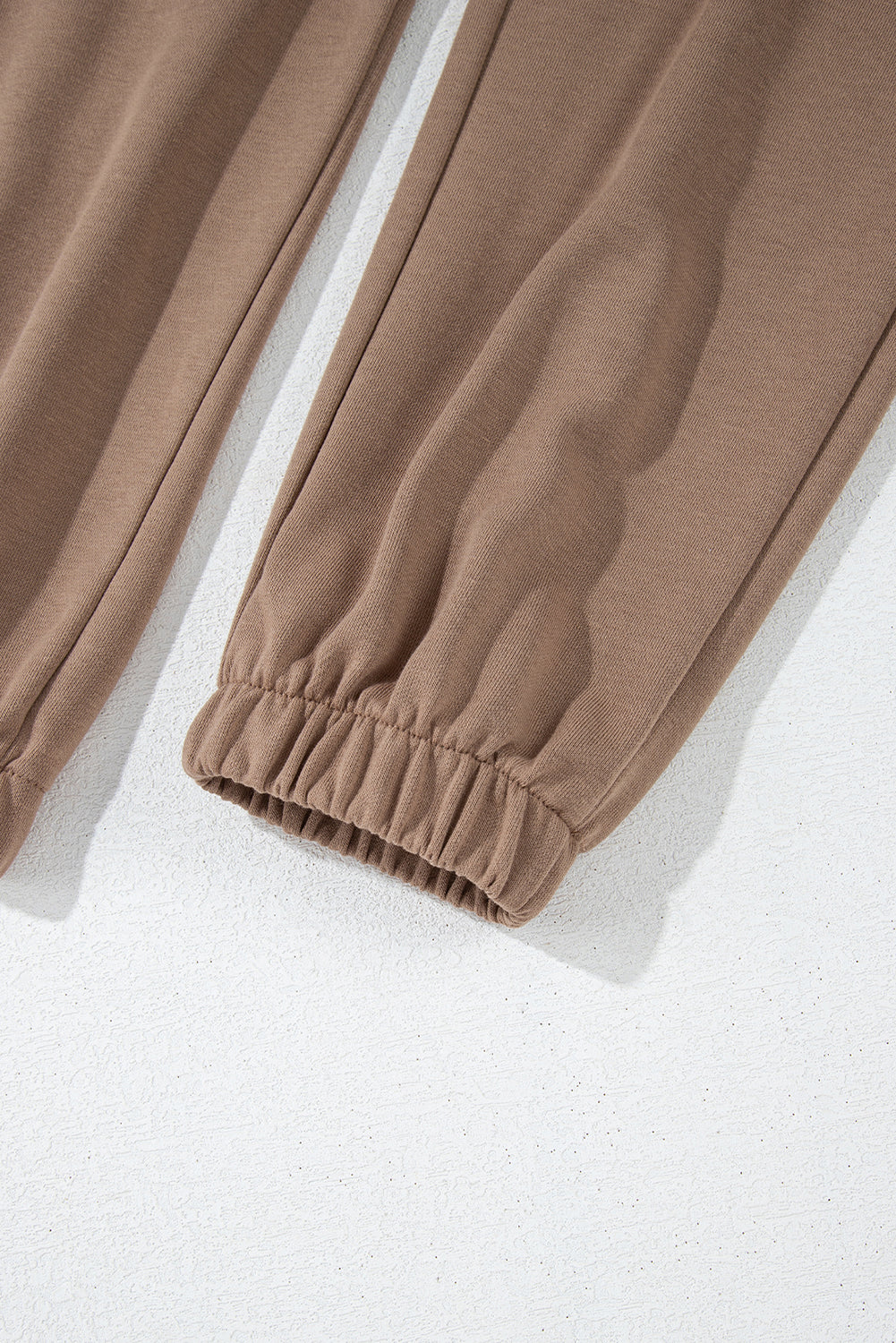 Light French Beige Striped Drop Shoulder Pullover and Joggers Set