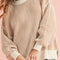 Chestnut Striped Contrast Trim Loose Sweater