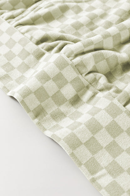 Green Checkered Kangaroo Pocket Hoodie
