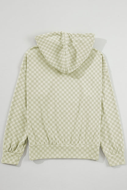 Green Checkered Kangaroo Pocket Hoodie