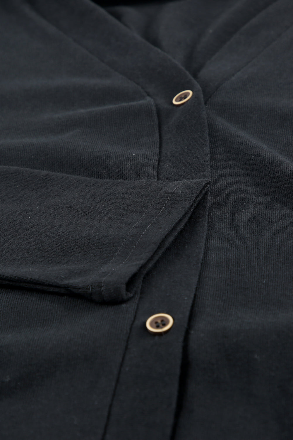 Black Casual Button Front Open Front Cover Up