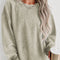 Green Ribbed Round Neck Drop Sleeve Pullover Sweatshirt