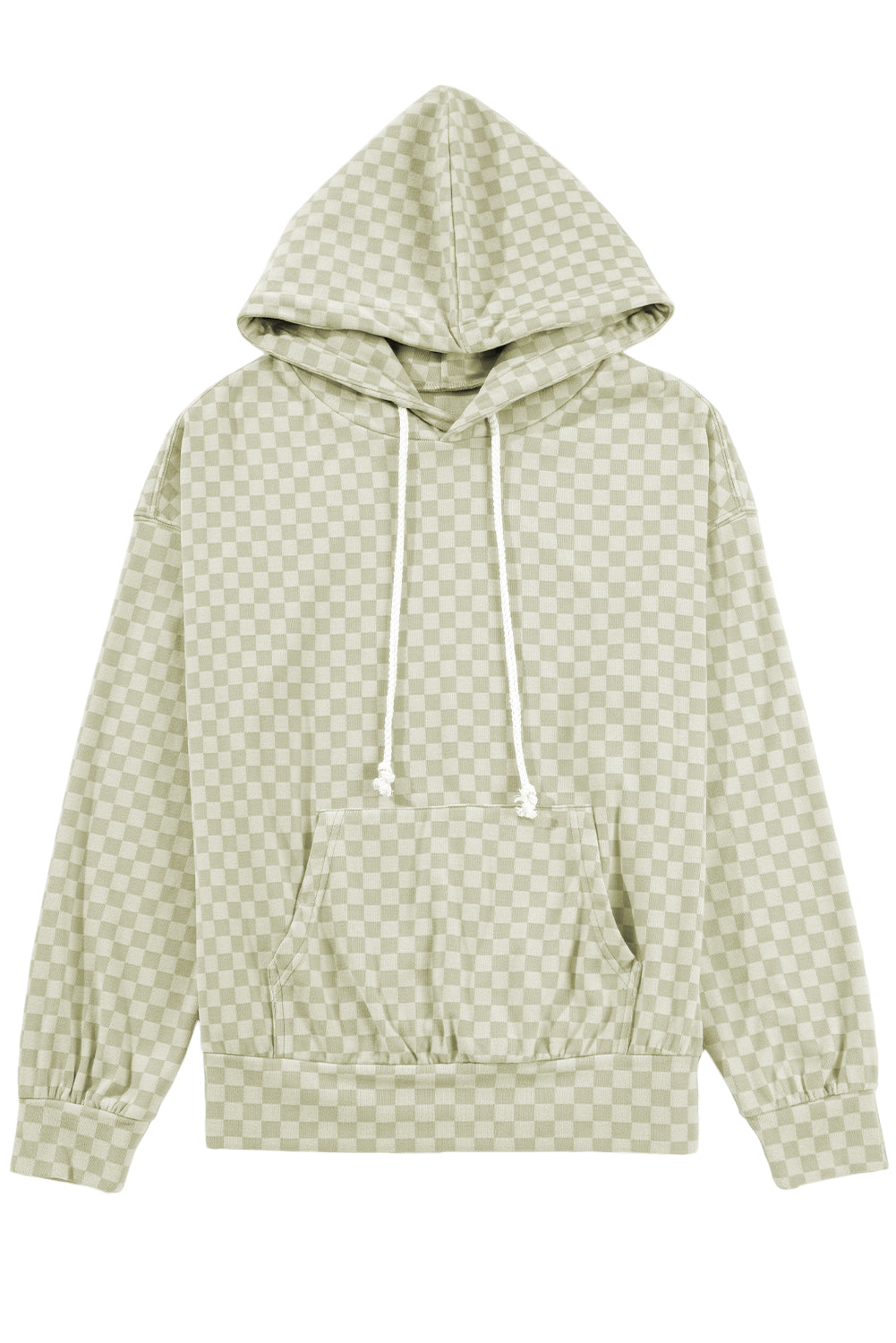 Green Checkered Kangaroo Pocket Hoodie