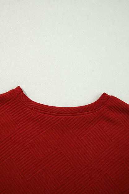 Red Dahlia Textured Loose Slouchy Long Sleeve Top and Pants Set