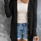 Black Casual Button Front Open Front Cover Up