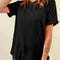Black Solid Color Basic Crew Neck Plain Tee